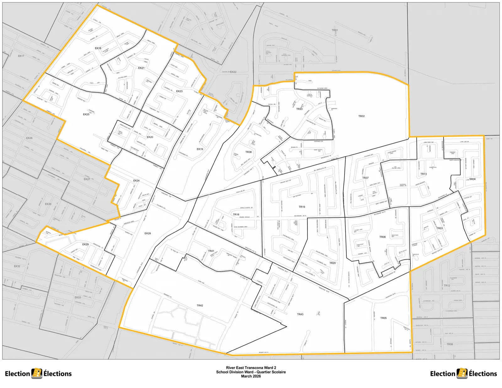 Map of River East Transcona School Division, Ward 2